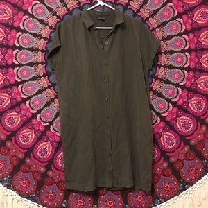 Green button down dress W/ POCKETS!!😆